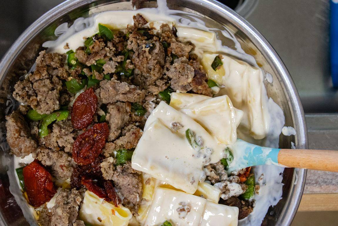 giadzy paccheri pasta with sausage and jalapenos
