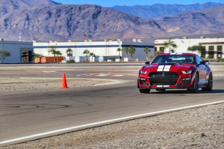 red shelby gt500 mustang with carbon fiber track package