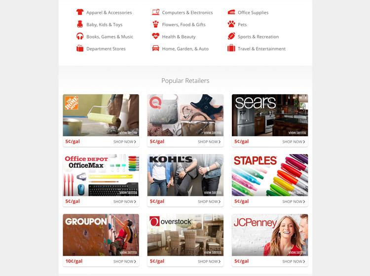 popular retailers and fuel rewards partners
