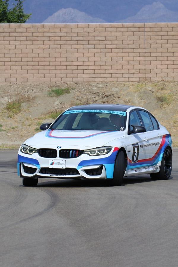driving a bmw m3 on autocross track at bmw performance center palm springs california