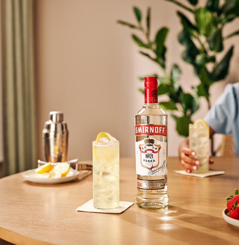 Smirnoff Lemonade with a lemon wheel garnish