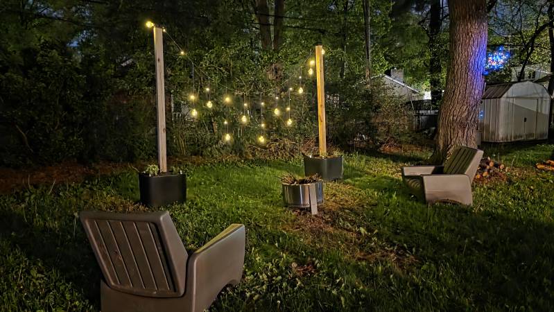 firefly planter at night