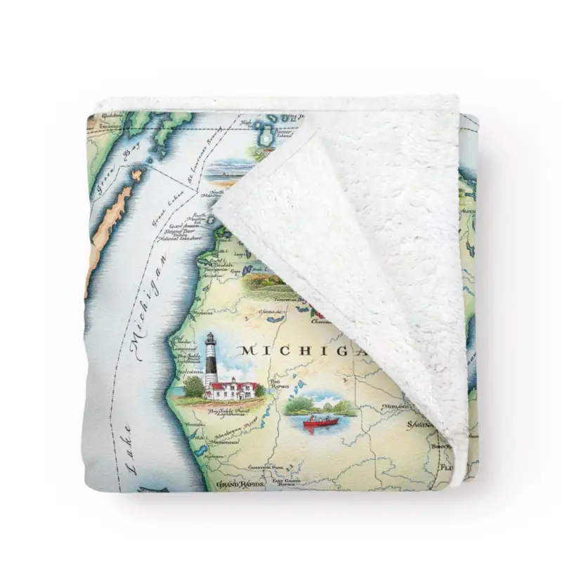 michigan map fleece blanket