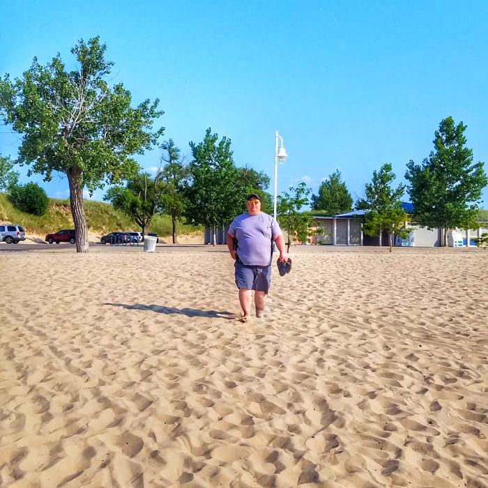 james on beach in michigan