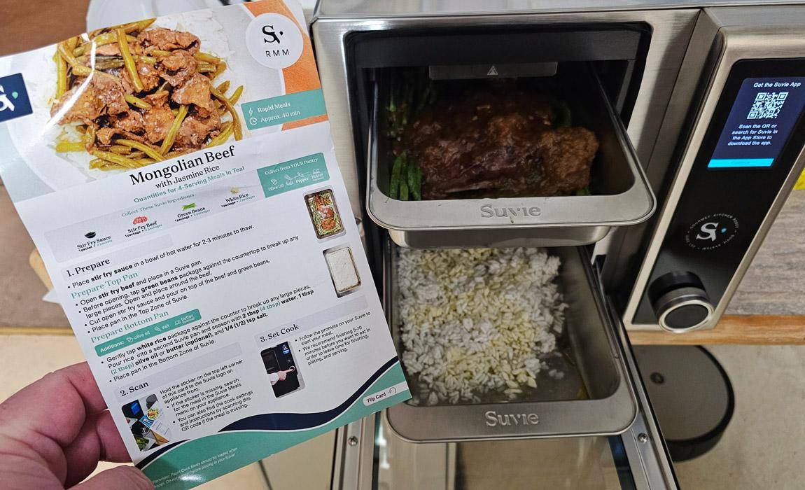 Suvie preparing to cook Mongolian Beef dinner