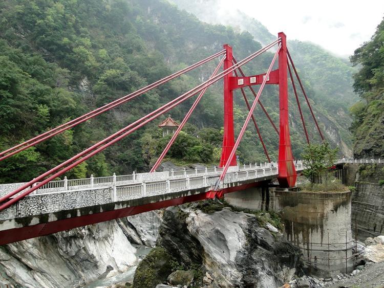 suspension bridge in saoba mountains taiwan