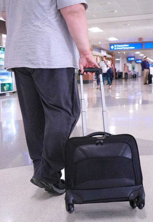 walking with targus mobile vip overnight roller bag