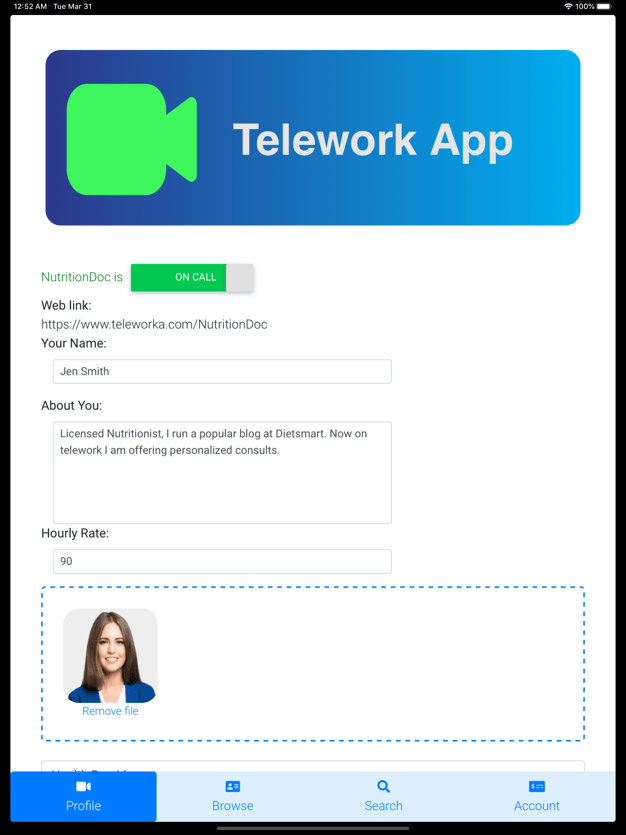 nutriontist help through teleworka app