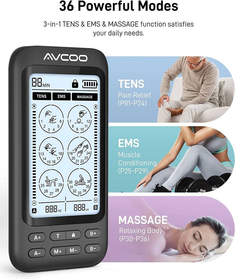 AVCOO Portable 24 Modes TENS EMS Unit 