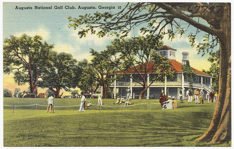 vintage post card from augusta national golf course in the 1930s