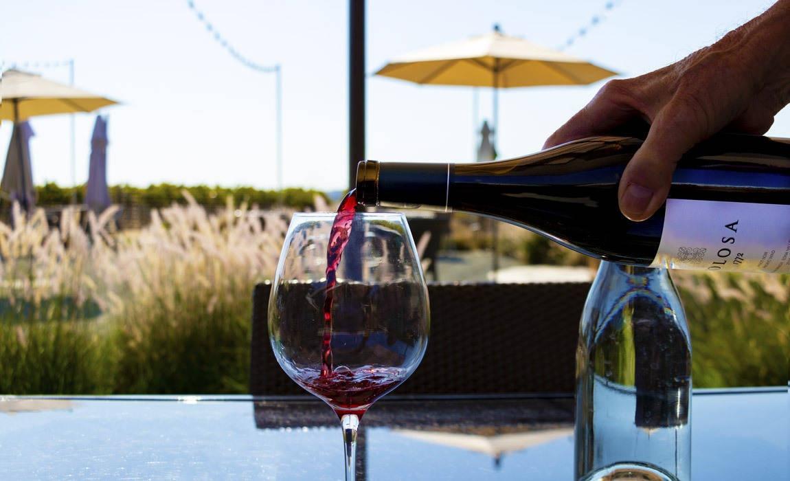 tasting pinot noir at Tolosa Winery