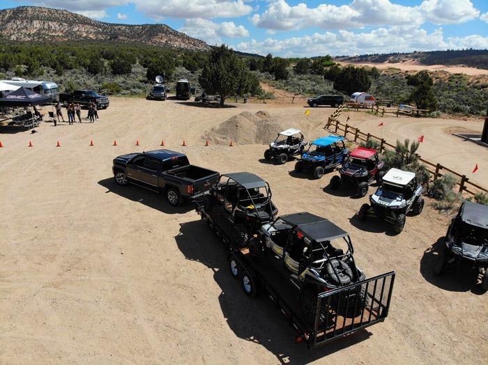 drone photo gmc sierra towing rzrs
