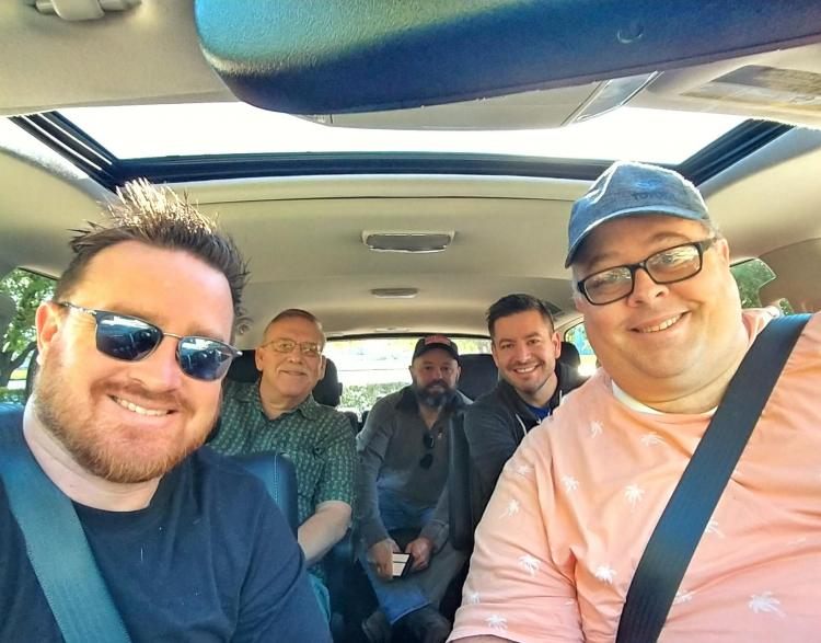 five guys in a toyota sequoia