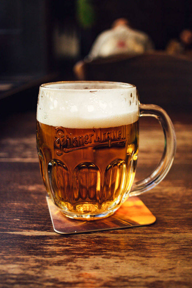 pilsner urquell beer in prague