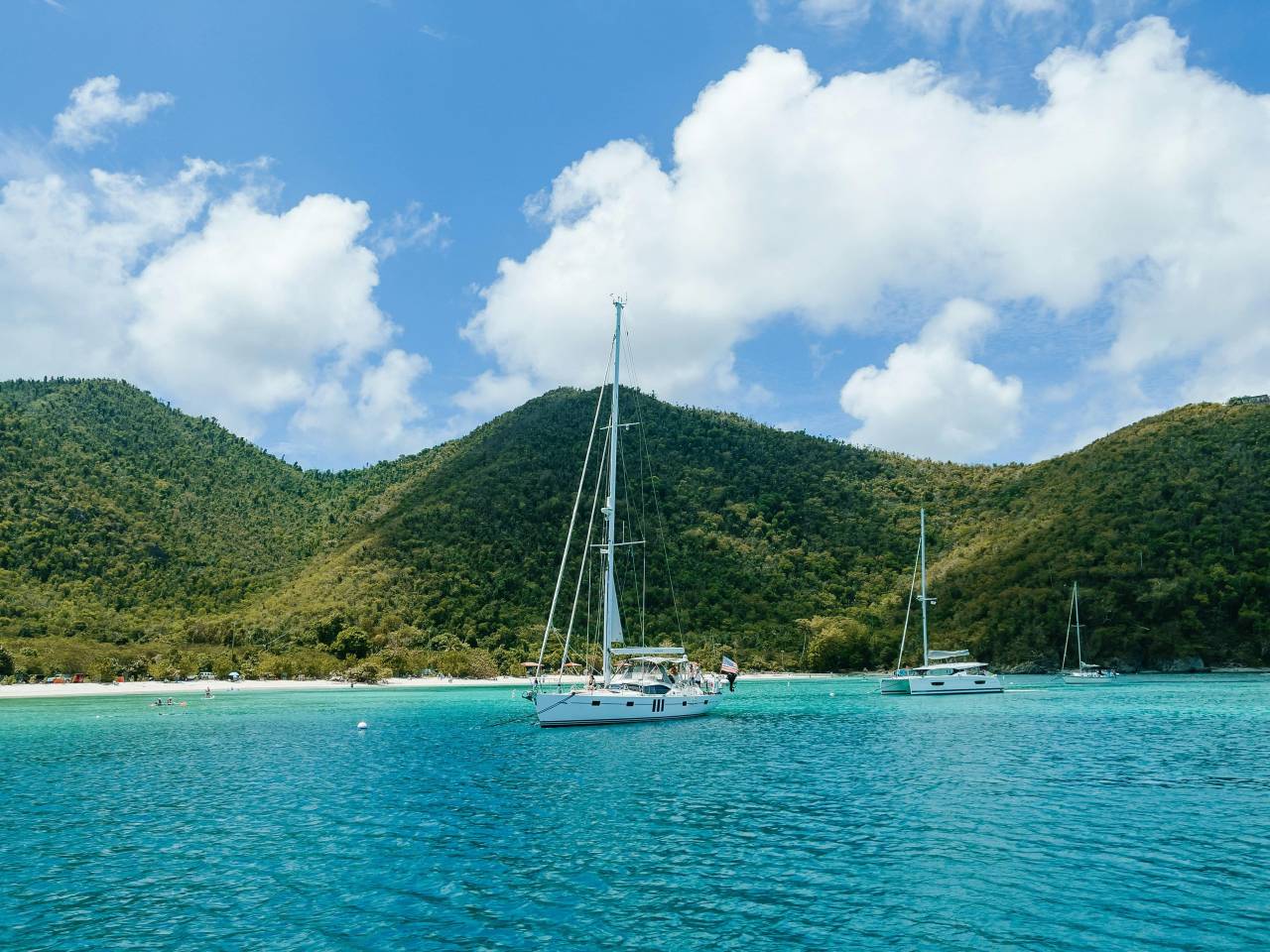 sailboats in usvi tropical island 