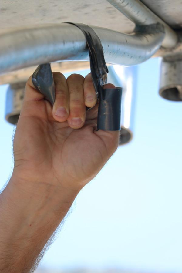 fold the duct tape over and make a loop for a good hand hold