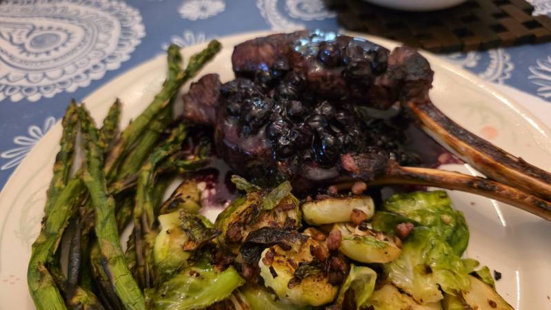 Venison Tomahawk Steaks with Blueberry Compote recipe