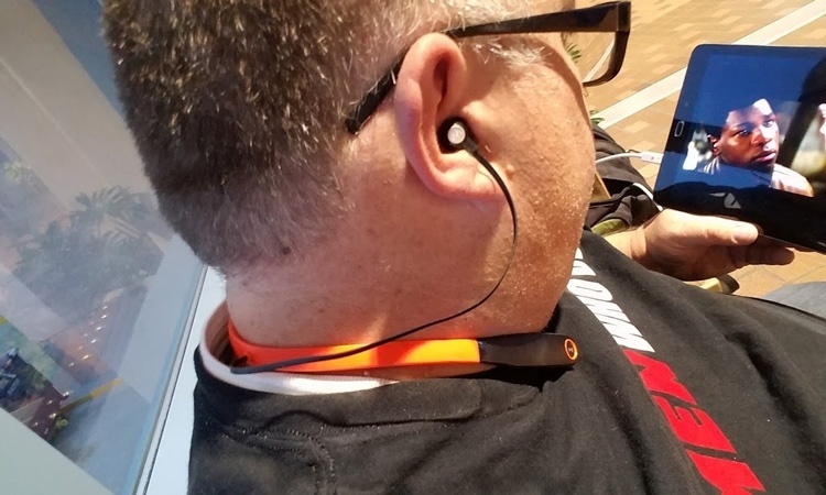 wearing verve rider headphones