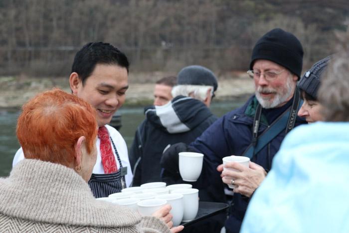 hot gluhwein served on deck