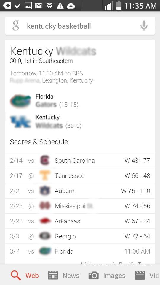 google sports scores