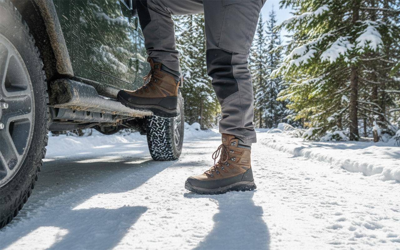 Waterproof Work Boots on offroad trail
