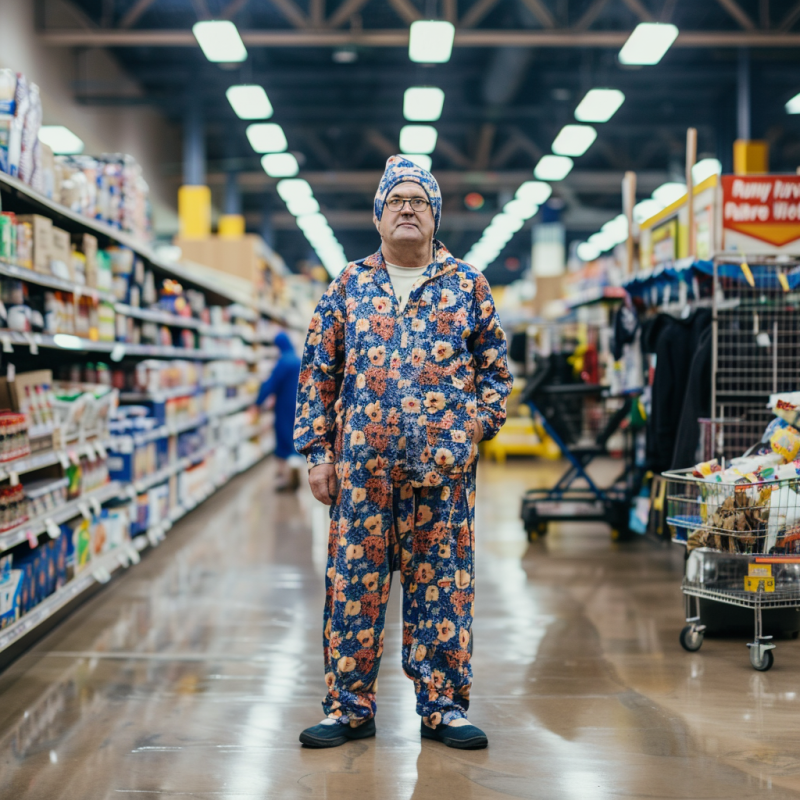 man shopping at walmart sick