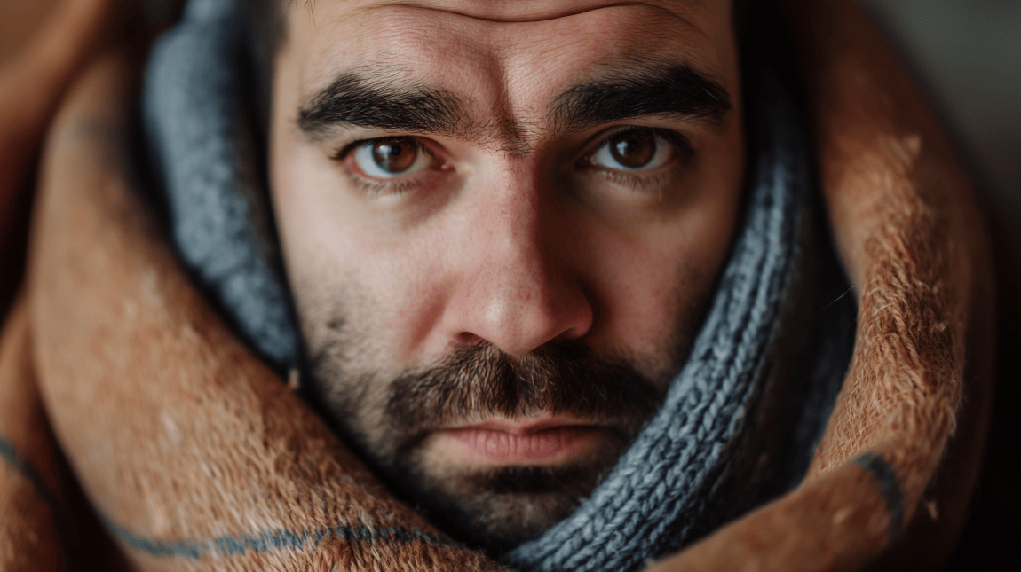 man sick with a cold