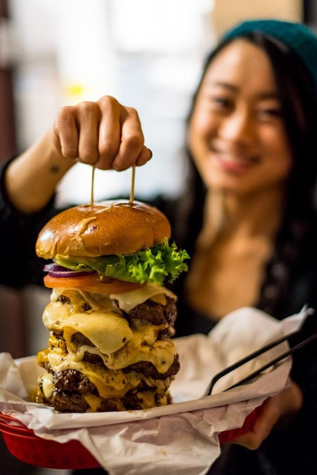 lindys on 4th in tucson arizona offers the omfg challenge burger to guys who think they are up to the challenge