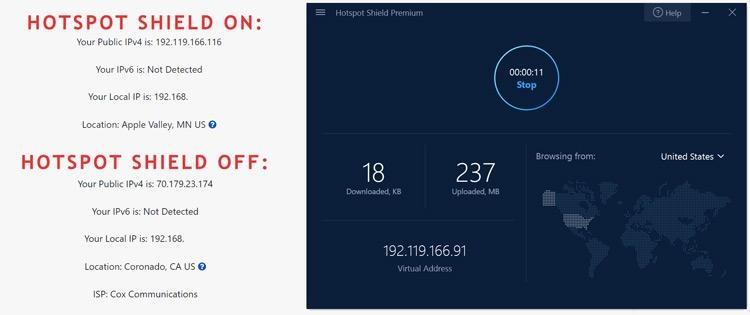 hotspot shield comparing ip
