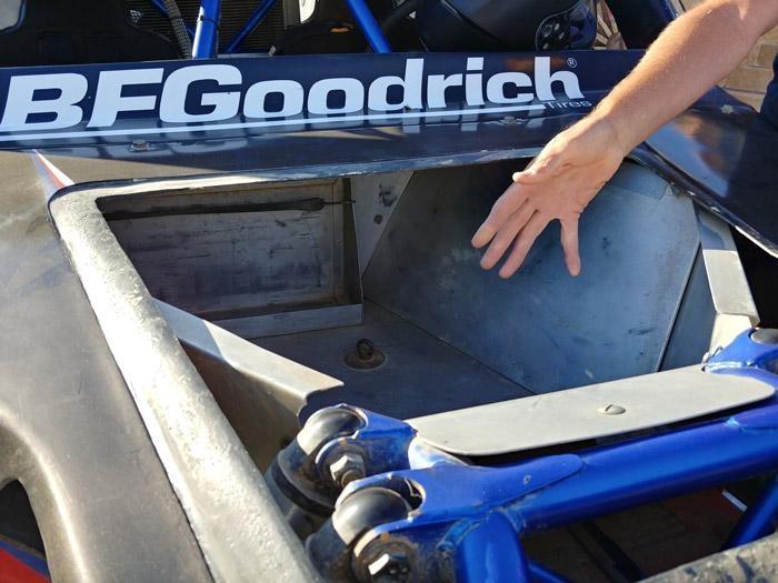wide open baja car frunk space