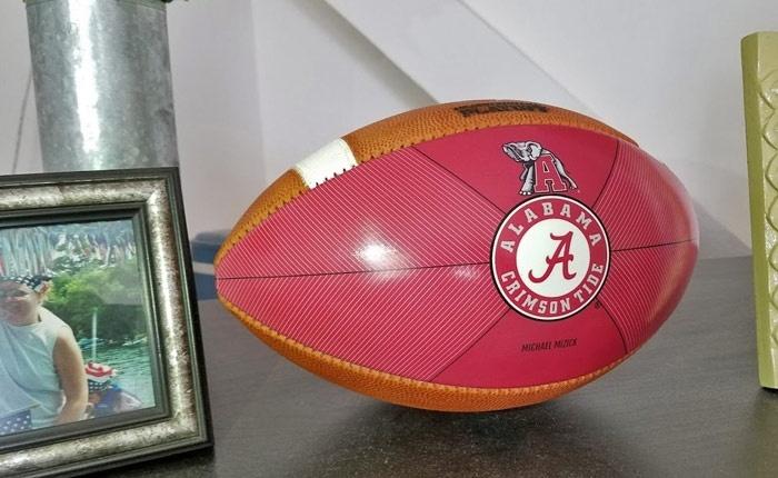 football on shelf