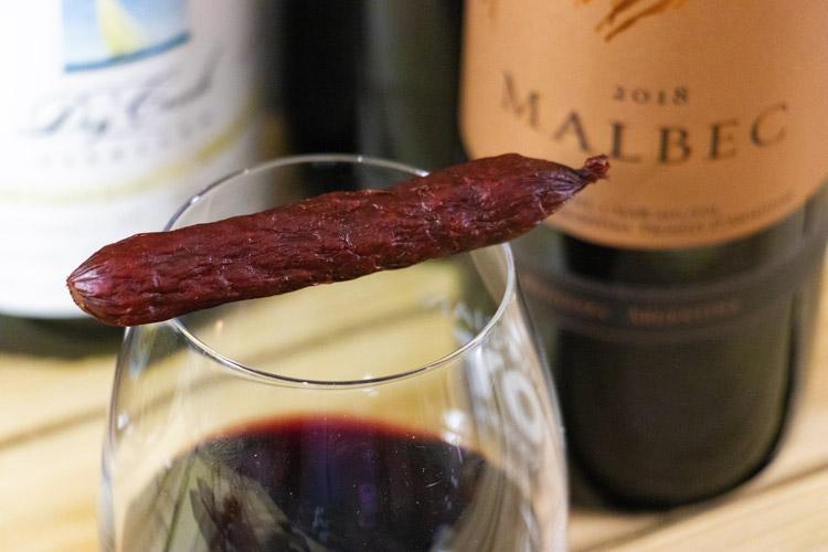 red pepper smoked beef sausage with malbec