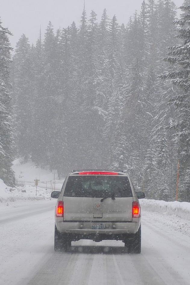 cadillac escalade winter road trip