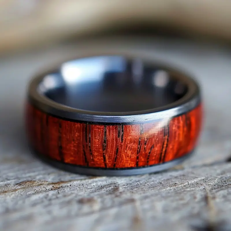 african padauk wood wedding band for men