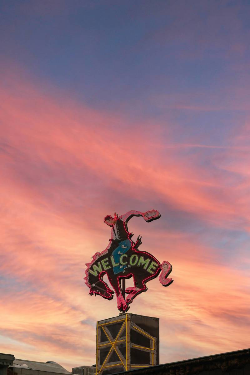 jackson wyoming bronco cowboy sign