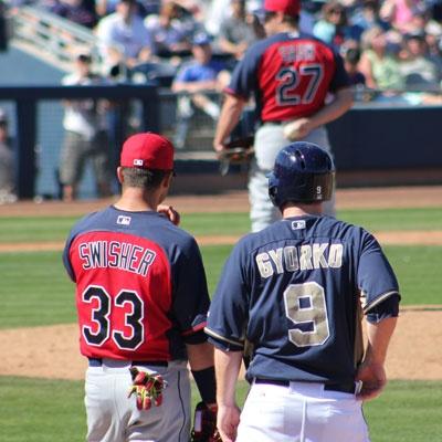 Nick Swisher and Jedd Gyorko at First Base in Peoria