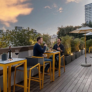Boutique hotel patio in Tel Aviv near the coastline