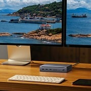 UGREEN Revodok Maxidok 10-in-1 Thunderbolt 5 Docking Station on a desk with dual monitors