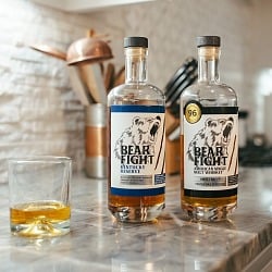 Bear Fight Whiskey Kentucky Reserve Bourbon and American Single Malt bottles