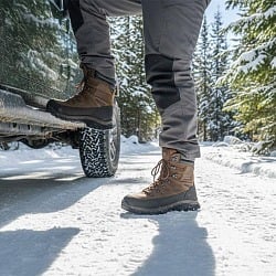 Waterproof Work Boots on offroad trail