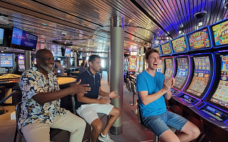 gambling in a cruise ship casino on a guys trip at sea