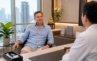 man in consultation with a doctor at a Bangkok mens health clinic