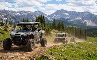 RZR side-by-side ATVs on a high mountain trail near Leadville, Colorado