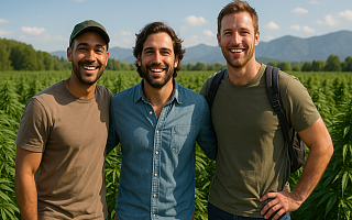 guys in a cannabis field on a guys trip