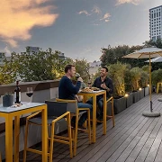 Boutique hotel patio in Tel Aviv near the coastline