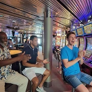 gambling in a cruise ship casino on a guys trip at sea