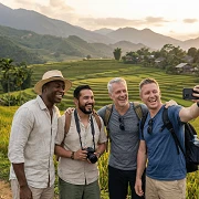 guys in vietnam taking photos on a south asian guys trip